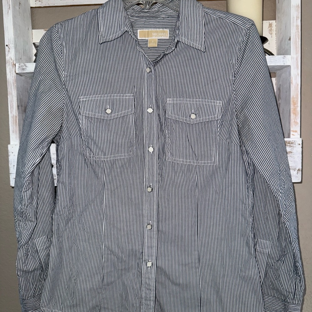 Michael Kors Black and White Striped Women’s Shirt